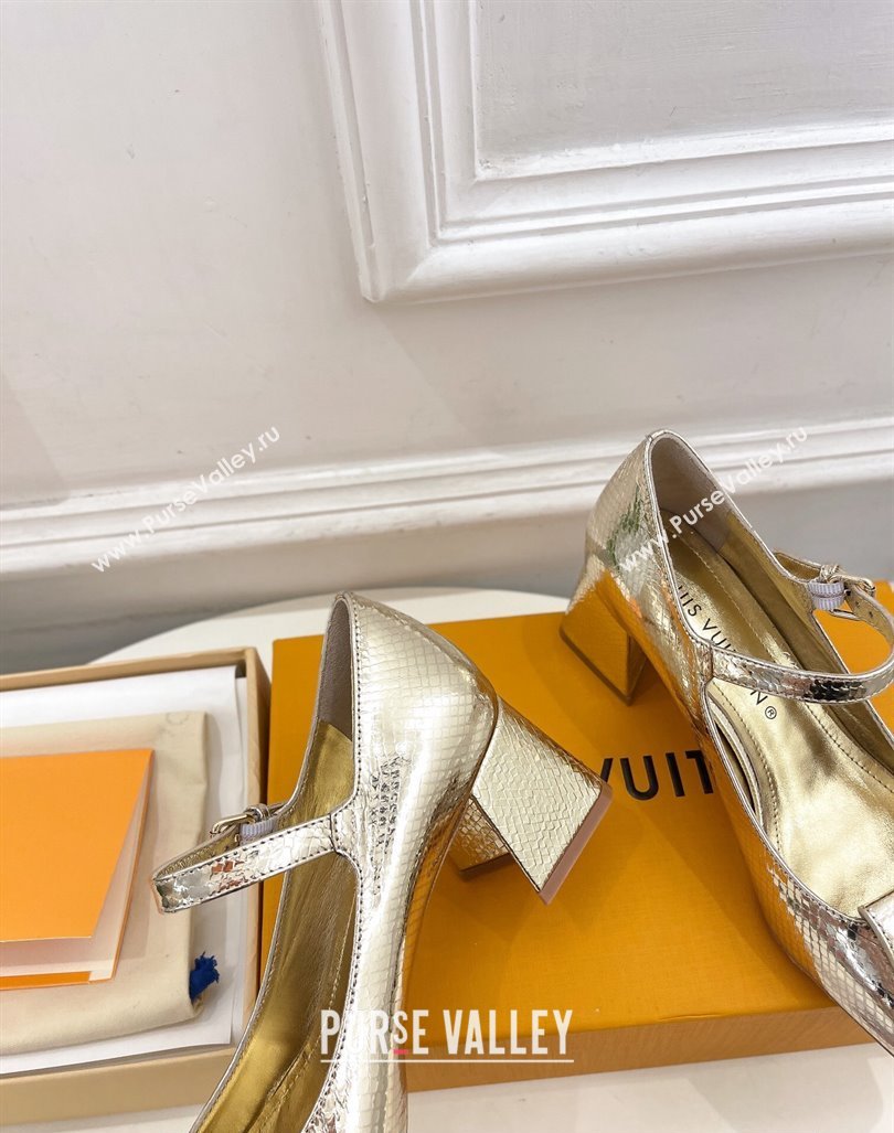 Louis Vuitton Heel 5.5cm Shake mary-jane Pumps Python Pattern Gold 2023 (modeng-23092213)