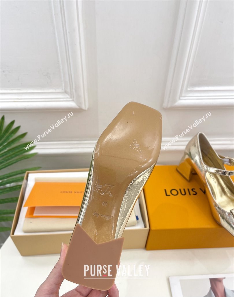 Louis Vuitton Heel 5.5cm Shake mary-jane Pumps Python Pattern Gold 2023 (modeng-23092213)