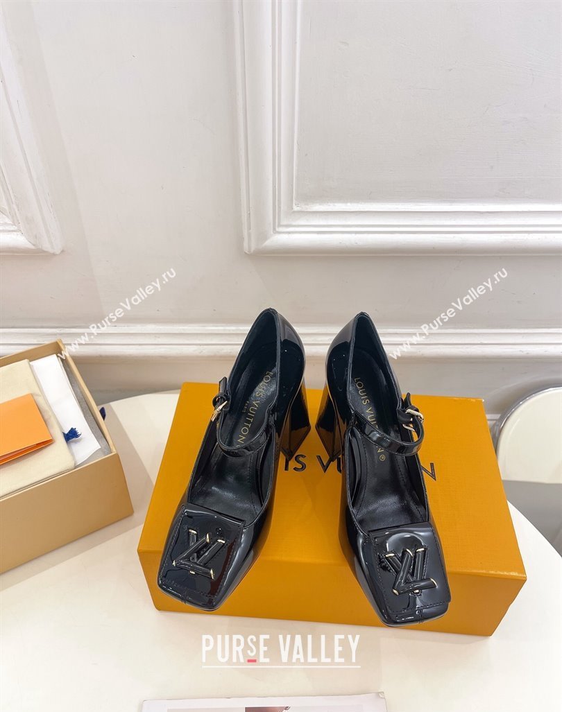 Louis Vuitton Heel 8.5cm Shake mary-jane Pumps Patent Black 2023 (modeng-23092201)