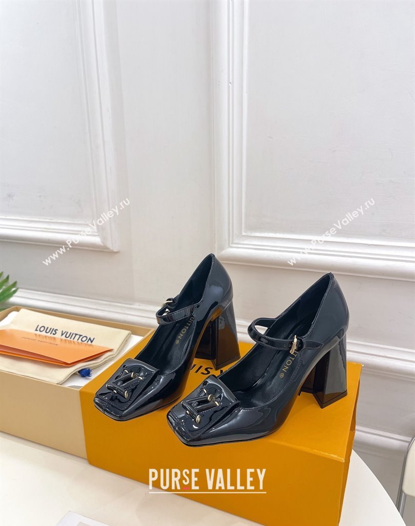 Louis Vuitton Heel 8.5cm Shake mary-jane Pumps Patent Black 2023 (modeng-23092201)