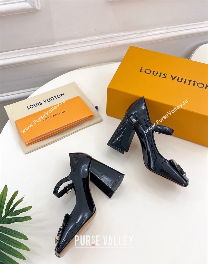 Louis Vuitton Heel 8.5cm Shake mary-jane Pumps Patent Black 2023 (modeng-23092201)
