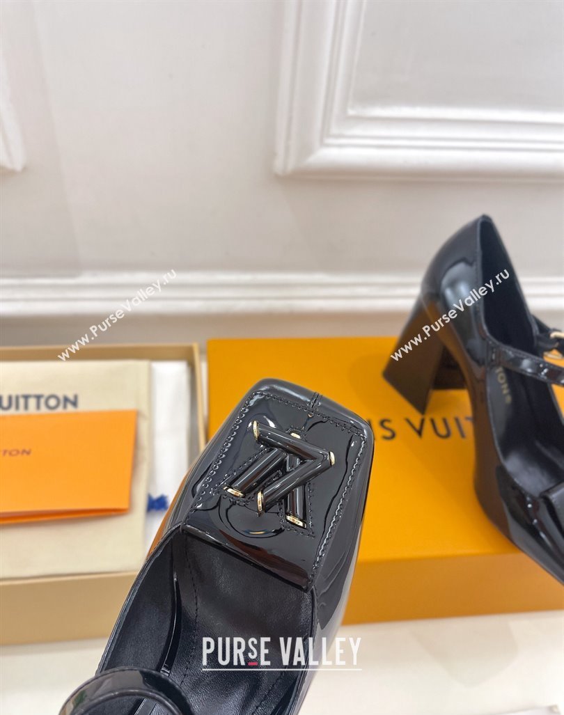Louis Vuitton Heel 8.5cm Shake mary-jane Pumps Patent Black 2023 (modeng-23092201)