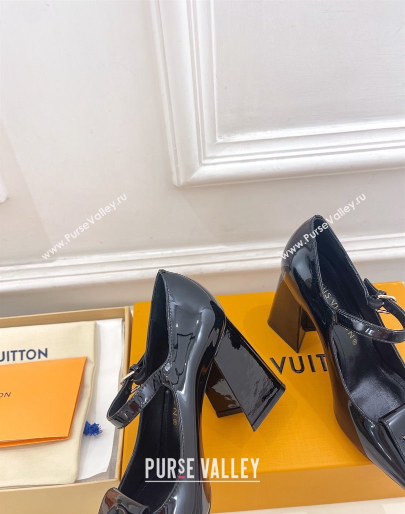 Louis Vuitton Heel 8.5cm Shake mary-jane Pumps Patent Black 2023 (modeng-23092201)