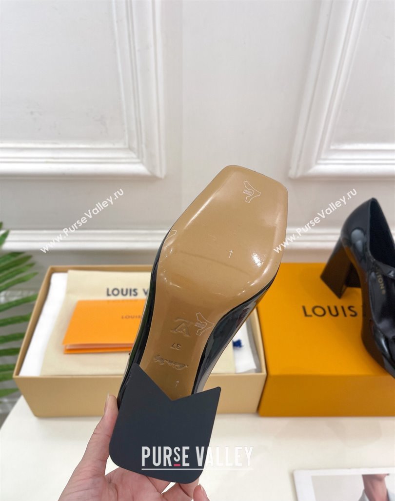 Louis Vuitton Heel 8.5cm Shake mary-jane Pumps Patent Black 2023 (modeng-23092201)