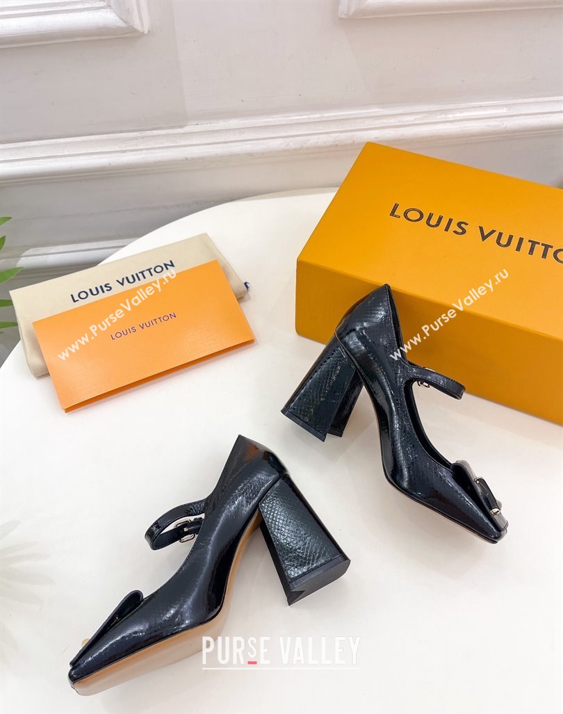 Louis Vuitton Heel 8.5cm Shake mary-jane Pumps Python Pattern Black 2023 (modeng-23092205)