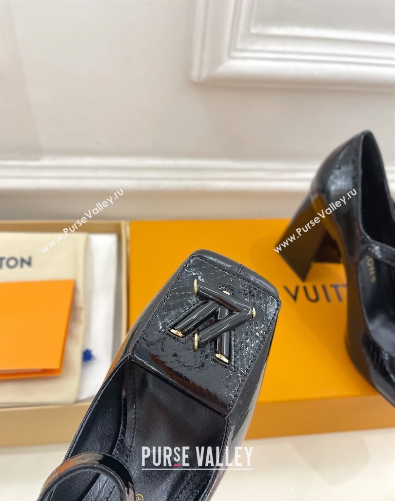 Louis Vuitton Heel 8.5cm Shake mary-jane Pumps Python Pattern Black 2023 (modeng-23092205)