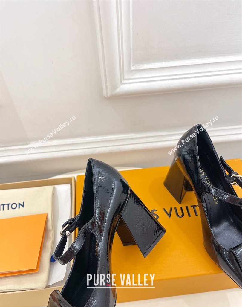 Louis Vuitton Heel 8.5cm Shake mary-jane Pumps Python Pattern Black 2023 (modeng-23092205)