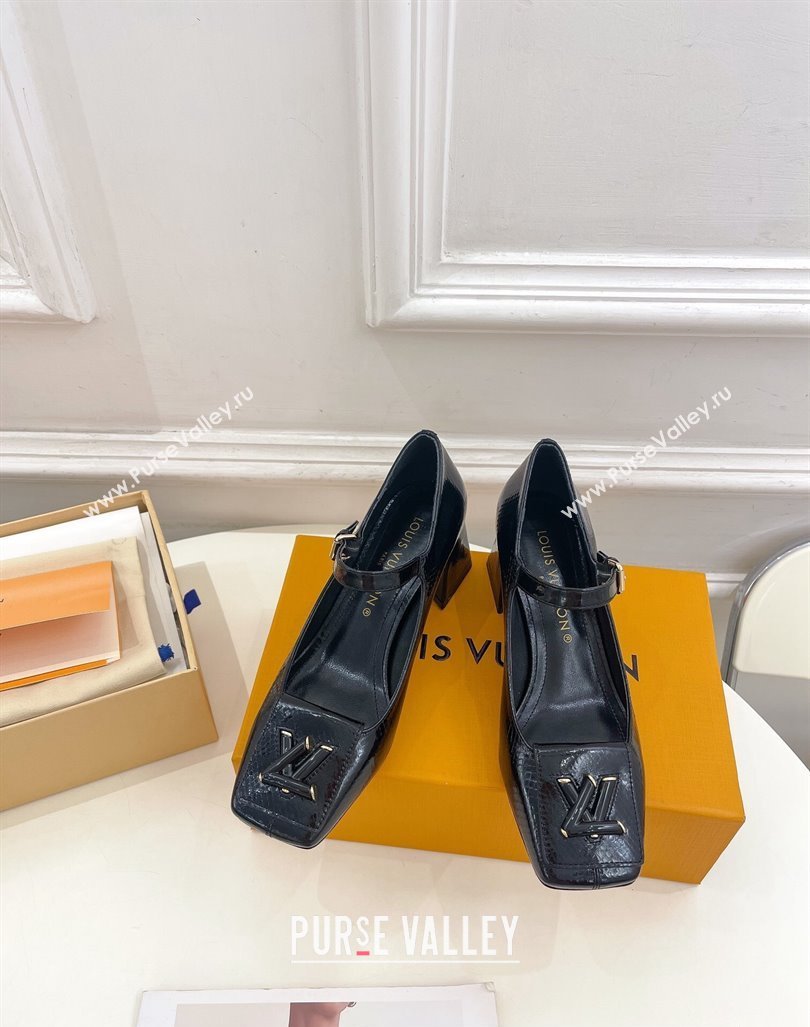Louis Vuitton Heel 5.5cm Shake mary-jane Pumps Python Pattern Black 2023 (modeng-23092212)