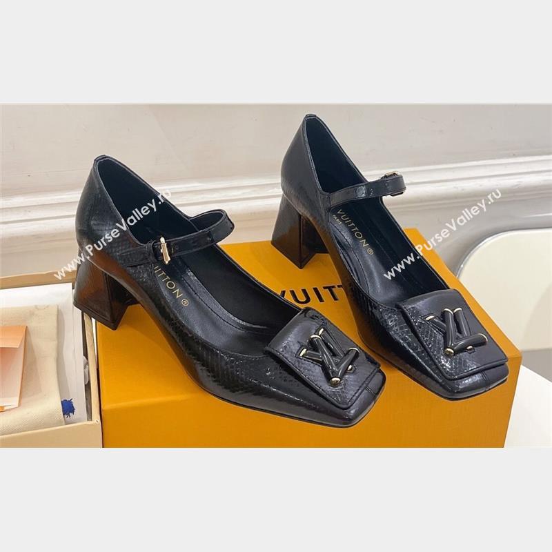 Louis Vuitton Heel 5.5cm Shake mary-jane Pumps Python Pattern Black 2023 (modeng-23092212)