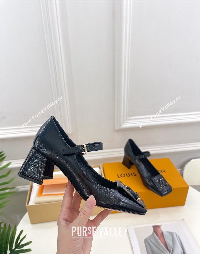 Louis Vuitton Heel 5.5cm Shake mary-jane Pumps Python Pattern Black 2023 (modeng-23092212)