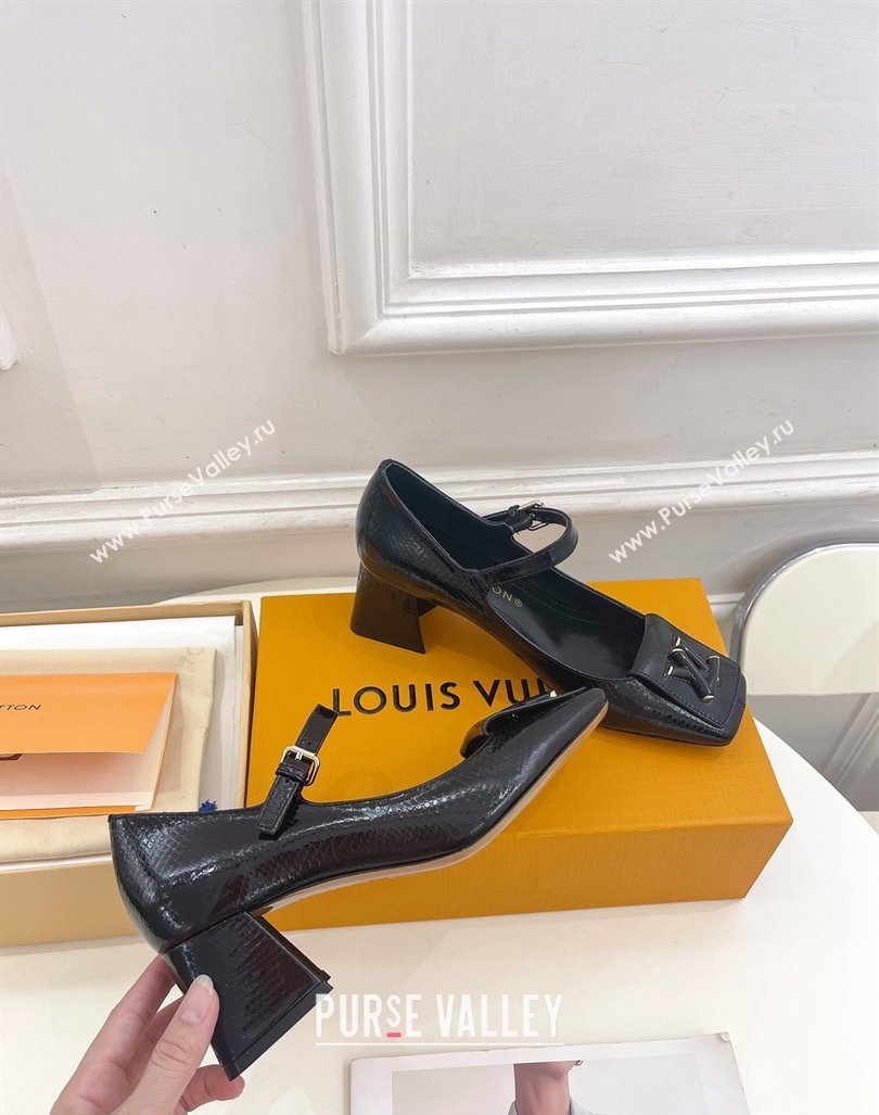 Louis Vuitton Heel 5.5cm Shake mary-jane Pumps Python Pattern Black 2023 (modeng-23092212)