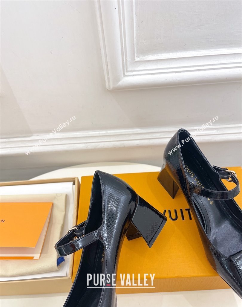 Louis Vuitton Heel 5.5cm Shake mary-jane Pumps Python Pattern Black 2023 (modeng-23092212)