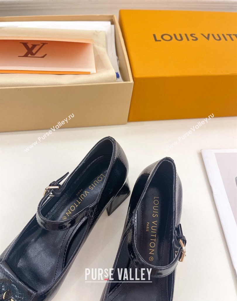 Louis Vuitton Heel 5.5cm Shake mary-jane Pumps Python Pattern Black 2023 (modeng-23092212)