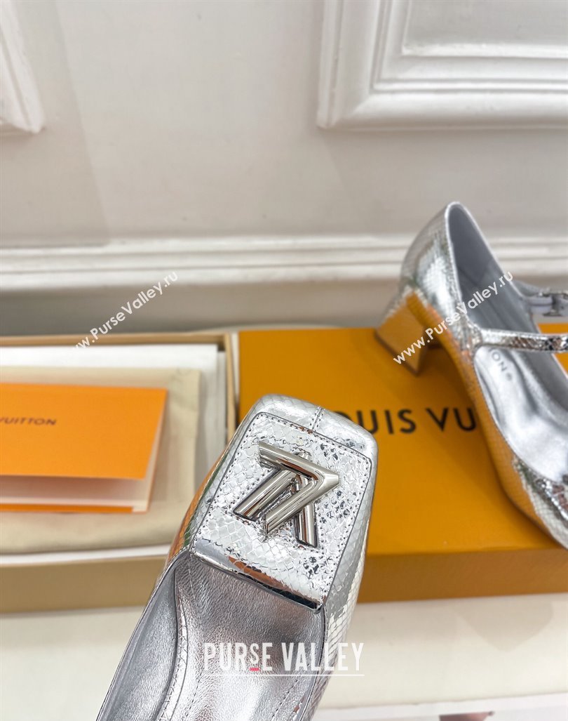 Louis Vuitton Heel 5.5cm Shake mary-jane Pumps Python Pattern Silver 2023 (modeng-23092214)