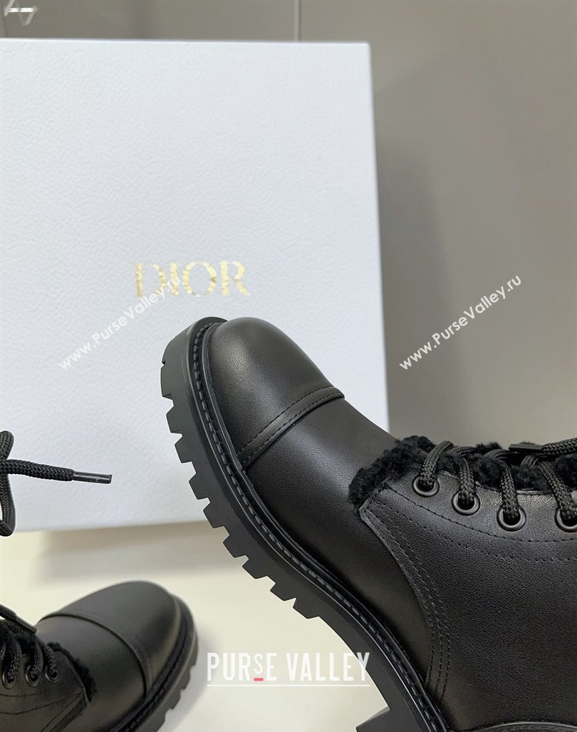 Dior D-Trap Ankle Boots in Calfskin and Shearling Black 2023 (modeng-23092231)