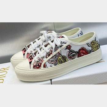 DIOR WalknDior Low Top Sneakers in White Multicolor Florilegio Embroidered Cotton 2023 (jincheng-23092510)