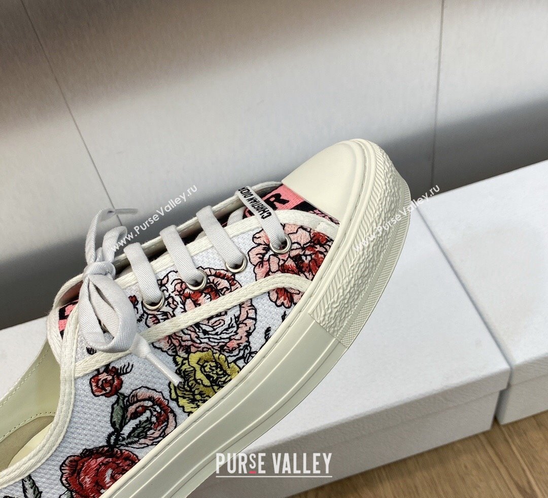 DIOR WalknDior Low Top Sneakers in White Multicolor Florilegio Embroidered Cotton 2023 (jincheng-23092510)