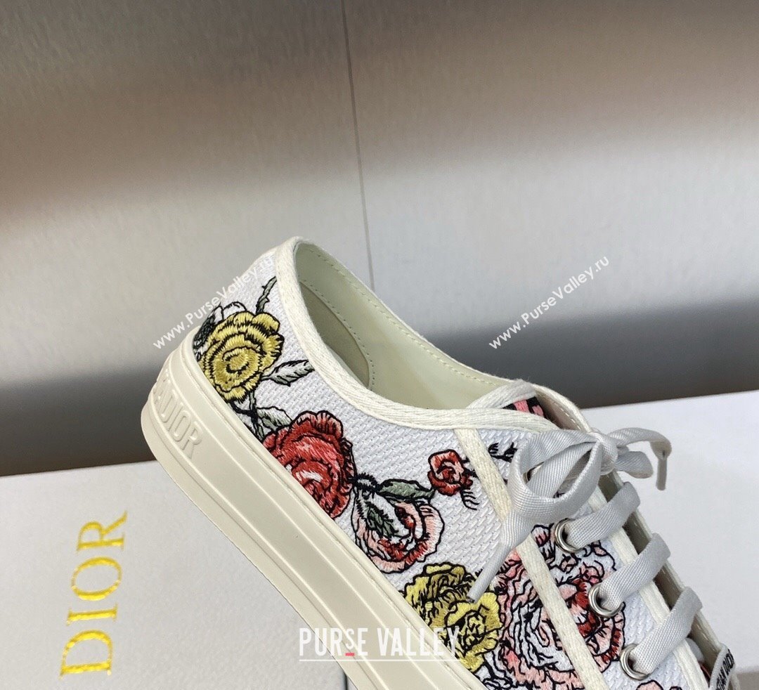 DIOR WalknDior Low Top Sneakers in White Multicolor Florilegio Embroidered Cotton 2023 (jincheng-23092510)