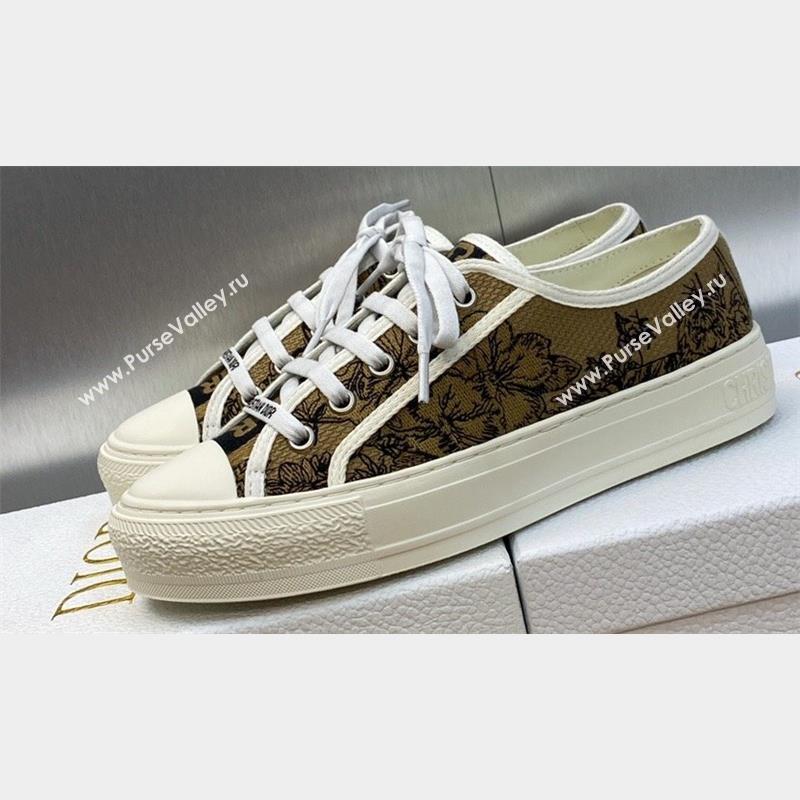 DIOR WalknDior Low Top Sneakers in Beige and Black Embroidered Cotton with Toile de Jouy Voyage Motif 2023 (jincheng-23092511)