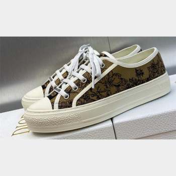 DIOR WalknDior Low Top Sneakers in Beige and Black Embroidered Cotton with Toile de Jouy Voyage Motif 2023 (jincheng-23092511)