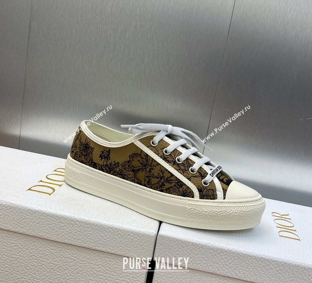 DIOR WalknDior Low Top Sneakers in Beige and Black Embroidered Cotton with Toile de Jouy Voyage Motif 2023 (jincheng-23092511)