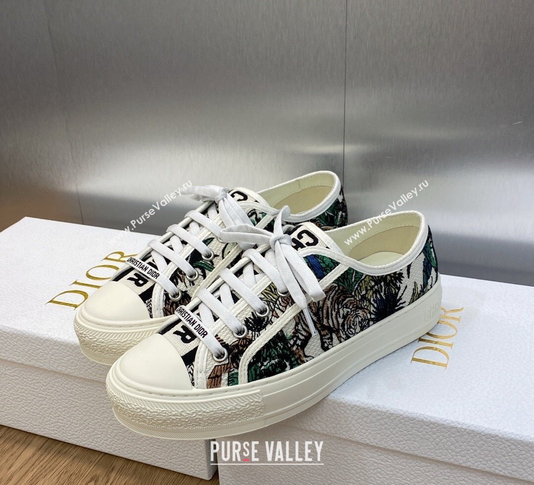 DIOR WalknDior Low Top Sneakers in White Multicolor Embroidered Cotton with Étoile de Voyage Motif 2023 (jincheng-23092513)