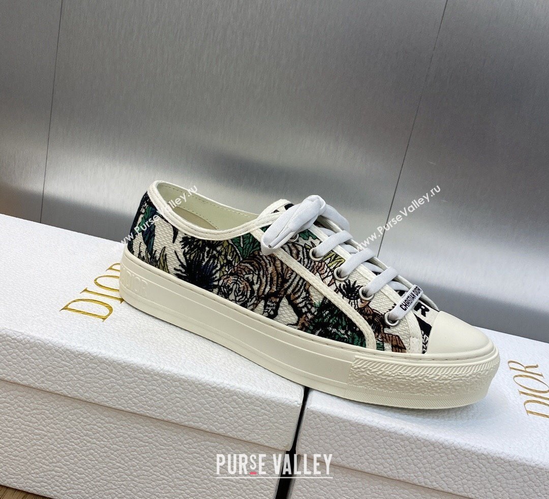 DIOR WalknDior Low Top Sneakers in White Multicolor Embroidered Cotton with Étoile de Voyage Motif 2023 (jincheng-23092513)