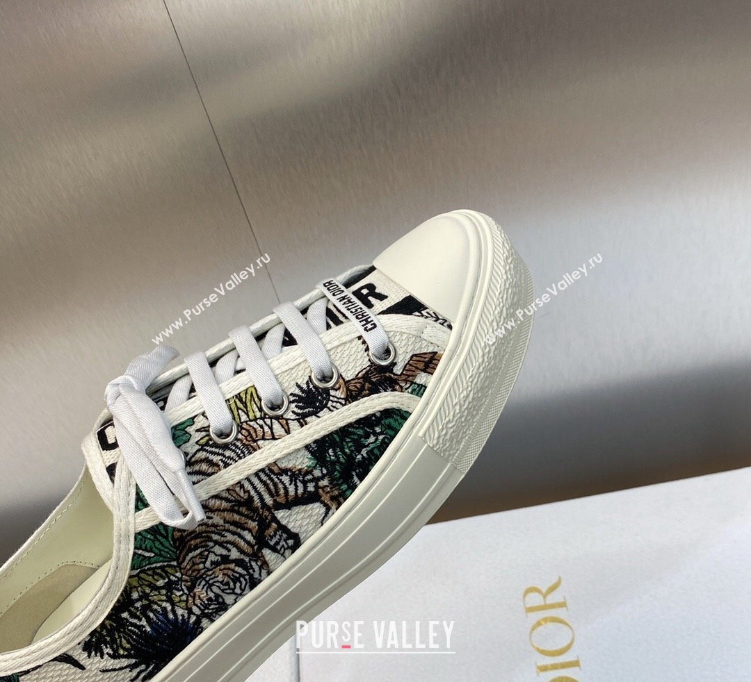 DIOR WalknDior Low Top Sneakers in White Multicolor Embroidered Cotton with Étoile de Voyage Motif 2023 (jincheng-23092513)
