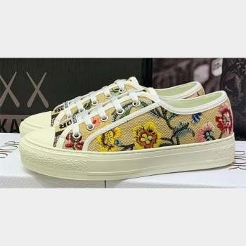 DIOR WalknDior Low Top Sneakers in Beige Multicolor Cotton Embroidered With Petites Fleurs Motif 2023 (jincheng-23092518)