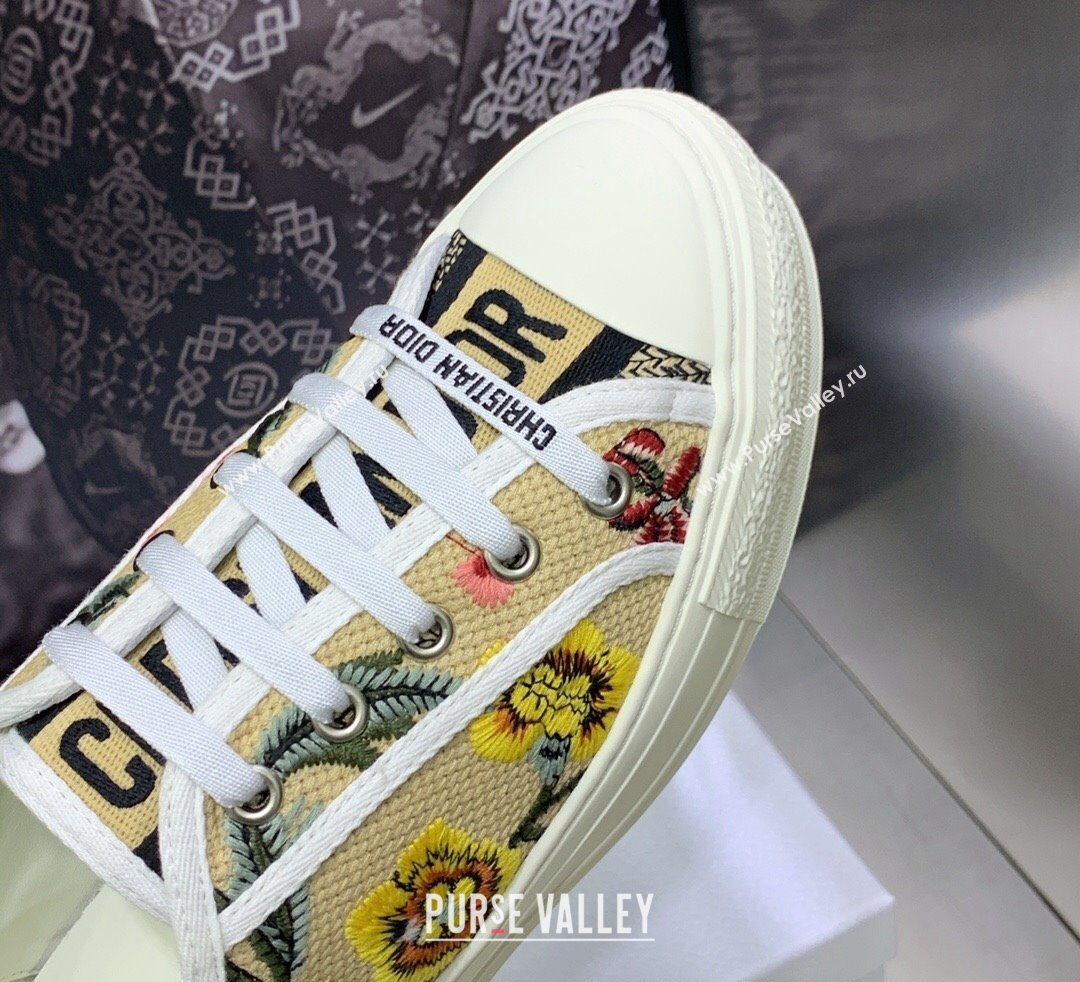 DIOR WalknDior Low Top Sneakers in Beige Multicolor Cotton Embroidered With Petites Fleurs Motif 2023 (jincheng-23092518)