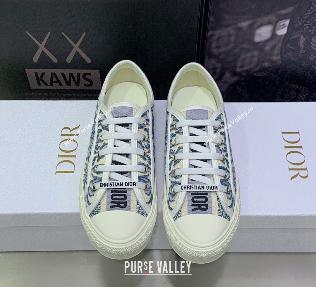 DIOR WalknDior Low Top Sneakers in Blue Brocart Embroidered Cotton 2023 (jincheng-23092519)