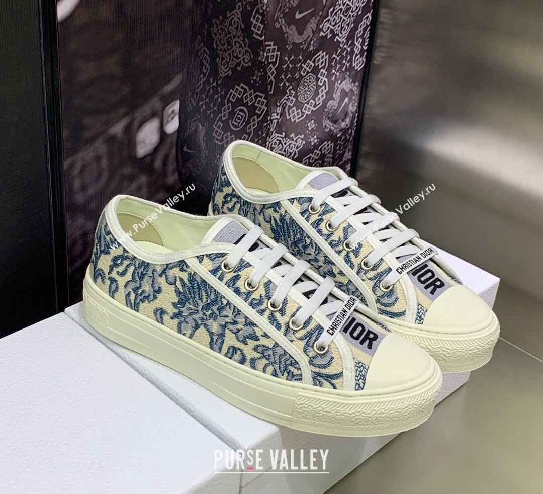 DIOR WalknDior Low Top Sneakers in Blue Brocart Embroidered Cotton 2023 (jincheng-23092519)