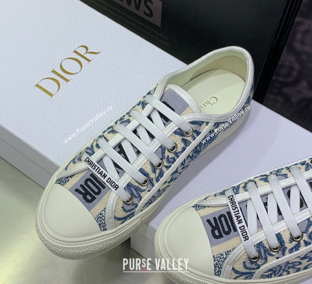 DIOR WalknDior Low Top Sneakers in Blue Brocart Embroidered Cotton 2023 (jincheng-23092519)