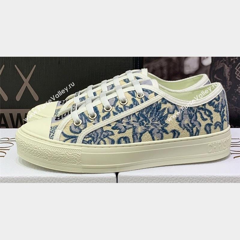 DIOR WalknDior Low Top Sneakers in Blue Brocart Embroidered Cotton 2023 (jincheng-23092519)