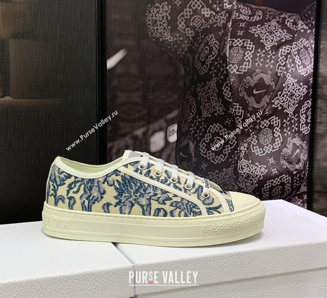 DIOR WalknDior Low Top Sneakers in Blue Brocart Embroidered Cotton 2023 (jincheng-23092519)