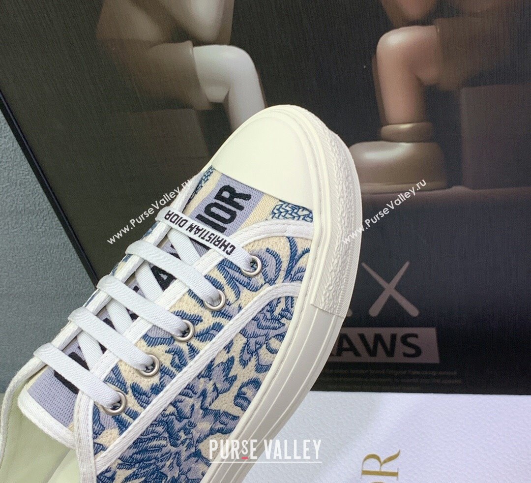 DIOR WalknDior Low Top Sneakers in Blue Brocart Embroidered Cotton 2023 (jincheng-23092519)