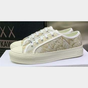 DIOR WalknDior Low Top Sneakers in Gold Tone Cotton Embroidery 2023 (jincheng-23092521)