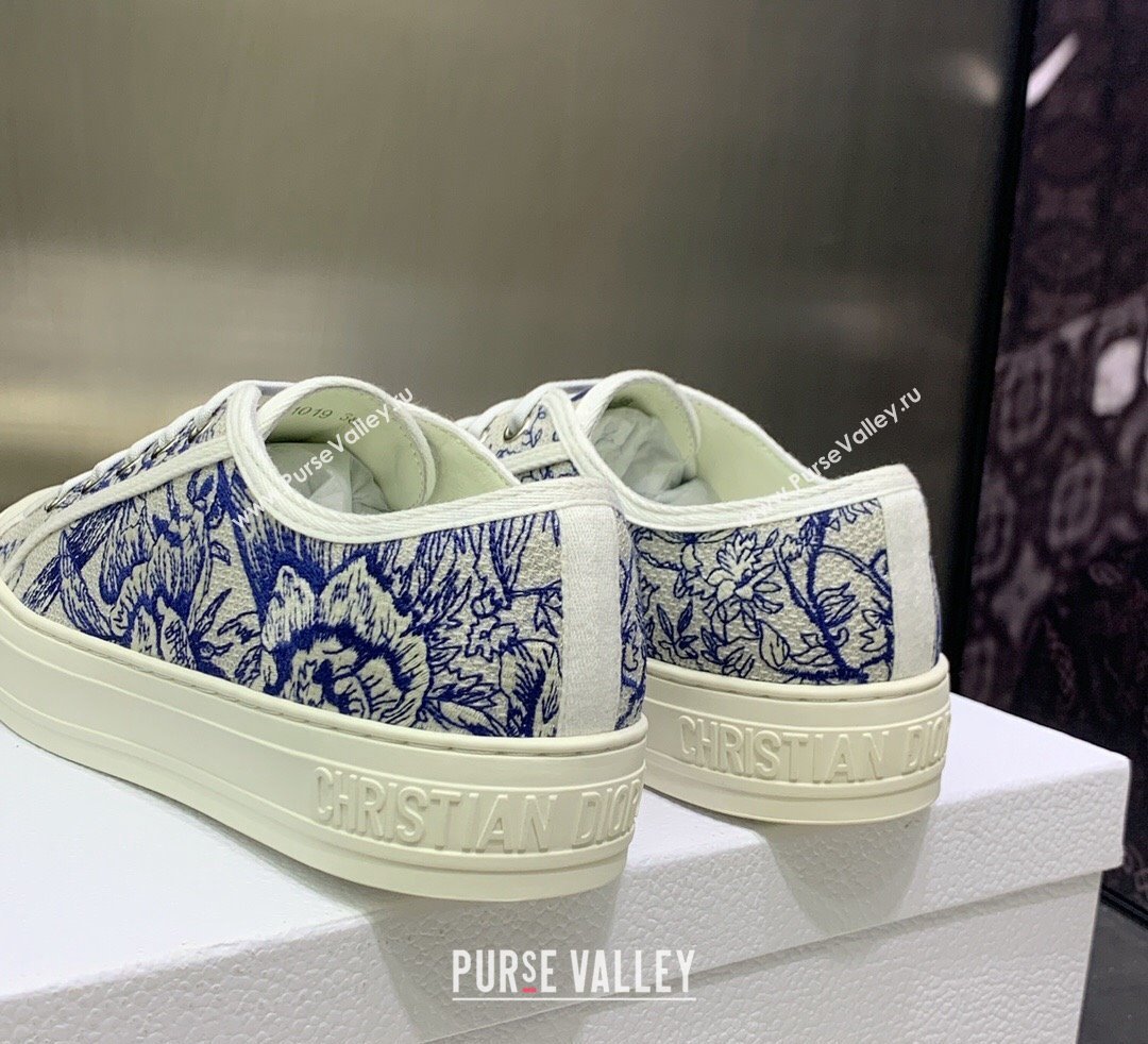 DIOR WalknDior Low Top Sneakers in White and Blue Cotton Embroidered 2023 (jincheng-23092522)