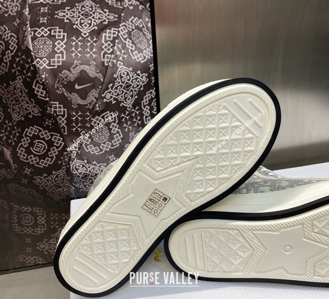 DIOR WalknDior Platform High Top Sneakers in Gray Oblique Embroidered Cotton 2023 (jincheng-23092503)