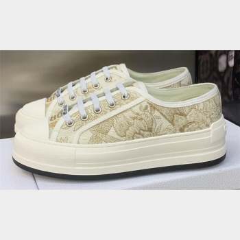 DIOR WalknDior Platform Low Top Sneakers in Beige Cotton Embroidery 2023 (modeng-23092509)