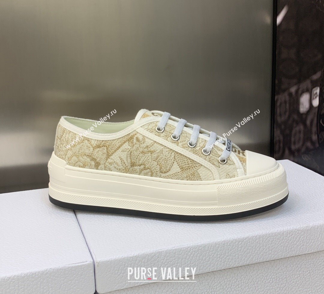 DIOR WalknDior Platform Low Top Sneakers in Beige Cotton Embroidery 2023 (modeng-23092509)