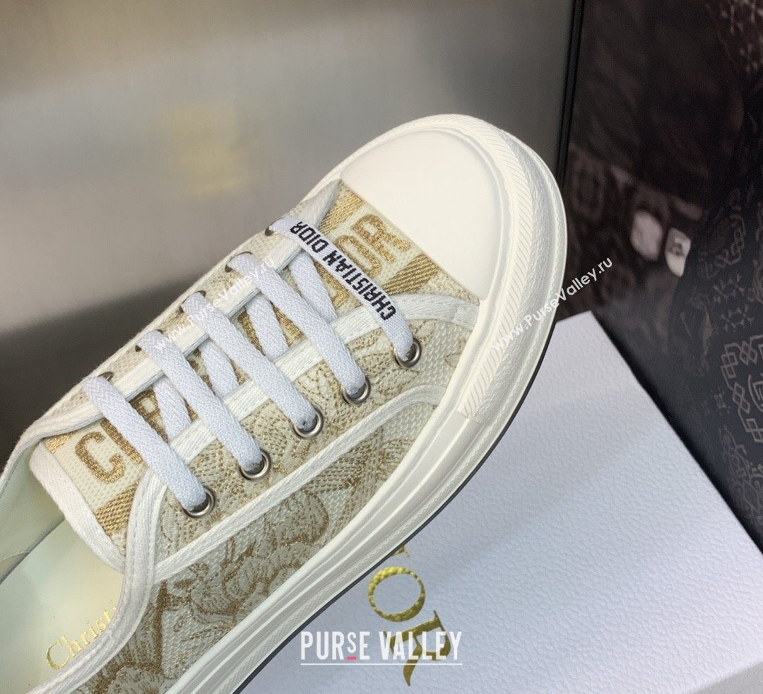 DIOR WalknDior Platform Low Top Sneakers in Beige Cotton Embroidery 2023 (modeng-23092509)