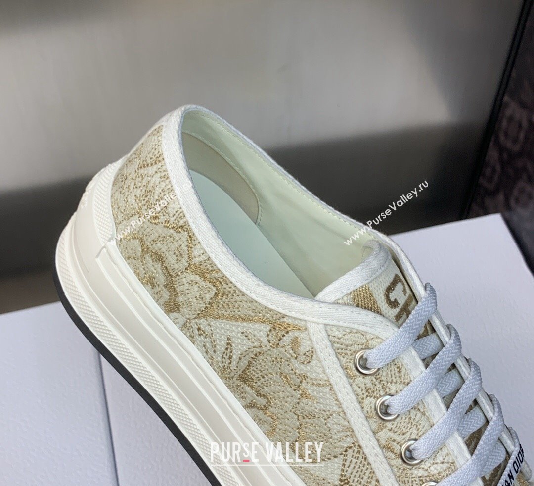 DIOR WalknDior Platform Low Top Sneakers in Beige Cotton Embroidery 2023 (modeng-23092509)