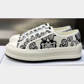 DIOR WalknDior Platform Low Top Sneakers in White/Black Embroidery 2023 (modeng-23092507)