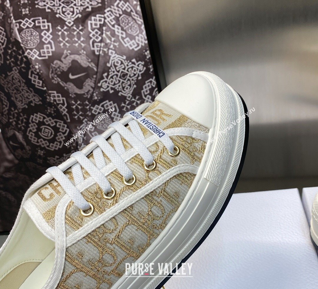 DIOR WalknDior Platform Low Top Sneakers in Gold Oblique Embroidered Cotton 2023 (modeng-23092504)