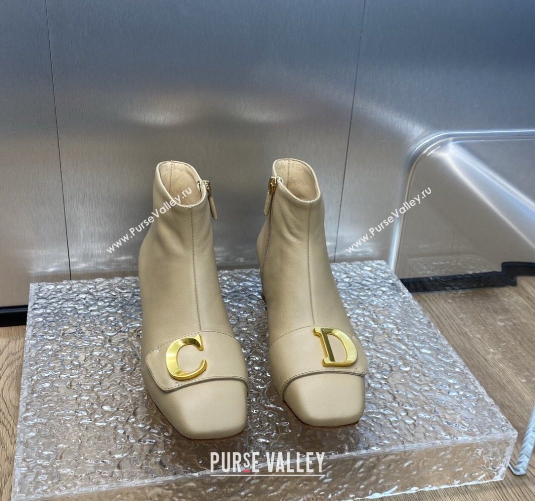 Dior Heel 4.5cm Cest Ankle Boots in Calfskin Beige 2023 (jincheng-23092207)
