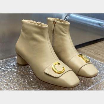 Dior Heel 4.5cm Cest Ankle Boots in Calfskin Beige 2023 (jincheng-23092207)