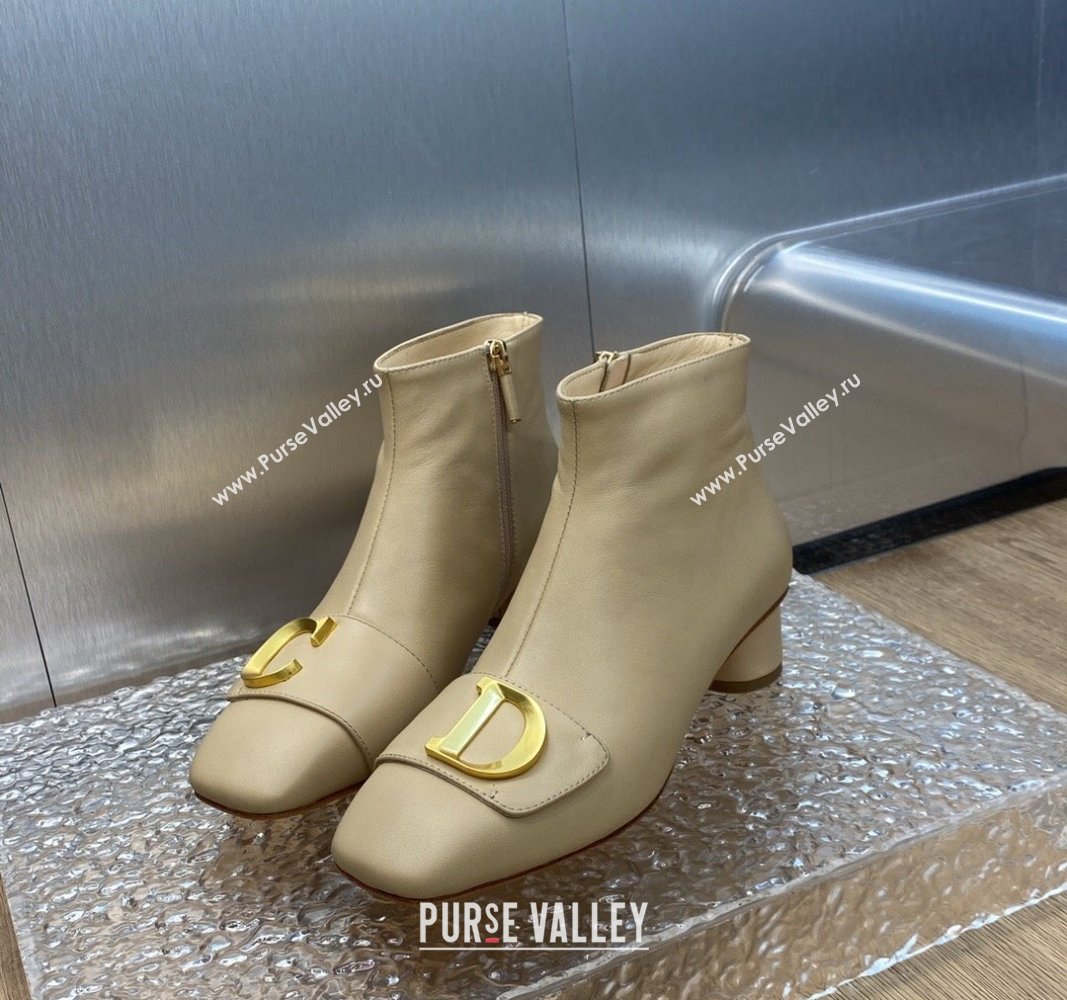 Dior Heel 4.5cm Cest Ankle Boots in Calfskin Beige 2023 (jincheng-23092207)