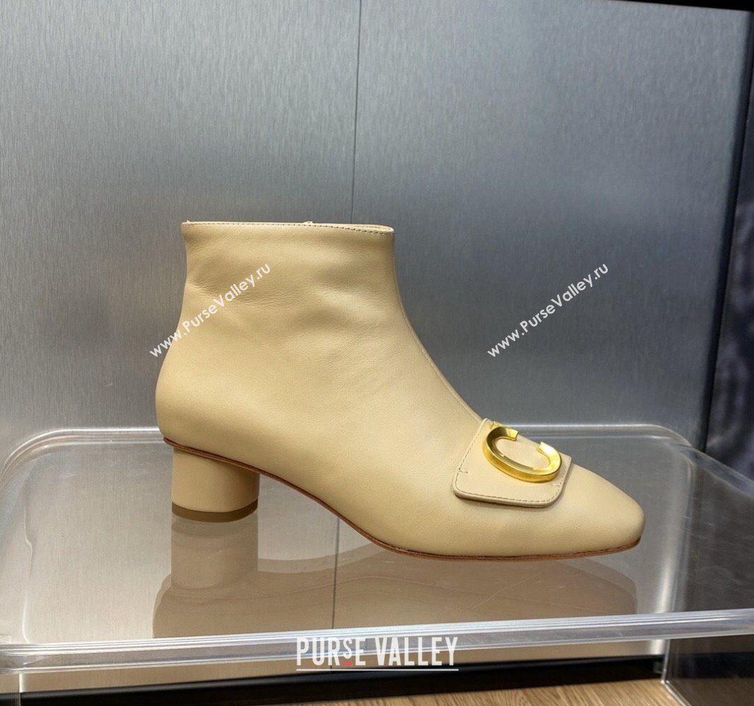 Dior Heel 4.5cm Cest Ankle Boots in Calfskin Beige 2023 (jincheng-23092207)