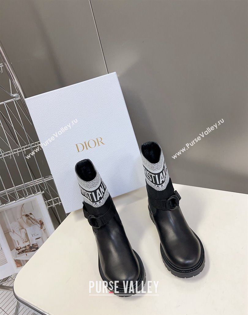 Dior D-Major Ankle Boots in Technical Fabric Black/White 2023 (modeng-23092228)